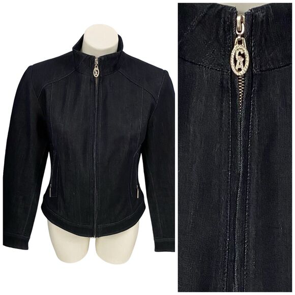 Christine Alexander Jacket Womens Sz Small Blue Zip Up Denim Work Office Capsule - Picture 2 of 16